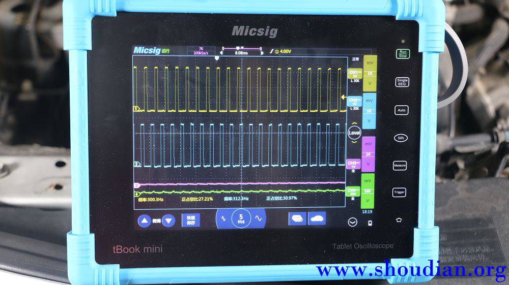 4示波器测量发动机双可变气门正时VVT信号.JPG