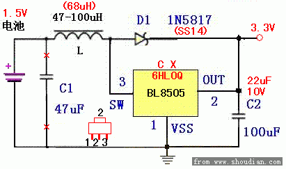1AA电池手电升压电路.GIF