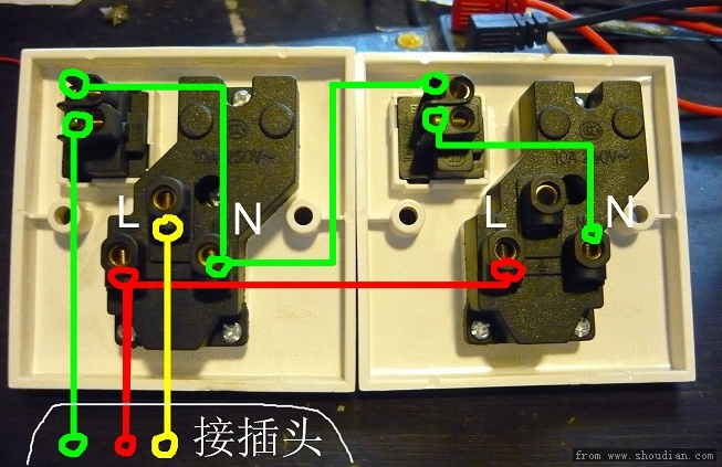 联排插座接线图解图片